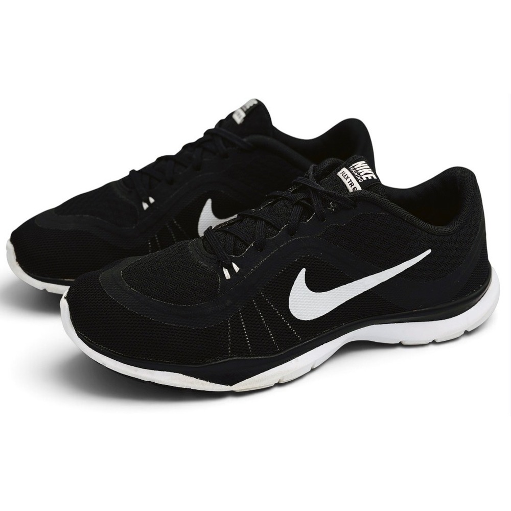 Nike Flex Trainer 6 Women's Size 9.5 Black White Cross Training Shoes 831217-001
